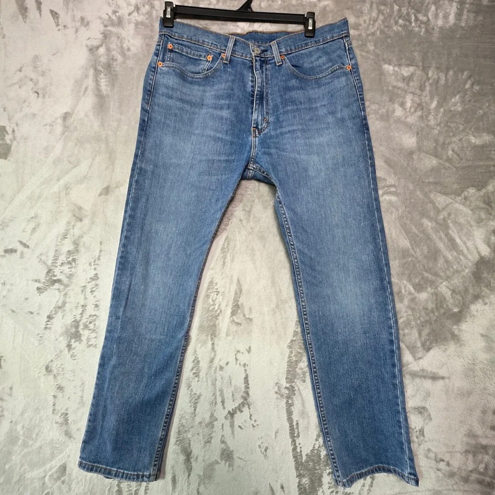 Levis 505 Regular Fit Straight Leg Blue Denim Jeans Mens 34x30 Medium Wash